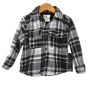 NWT Copper Denim Sherpa Lined Plaid Shacket 3T Cozy Grunge Skater Flannel Jacket